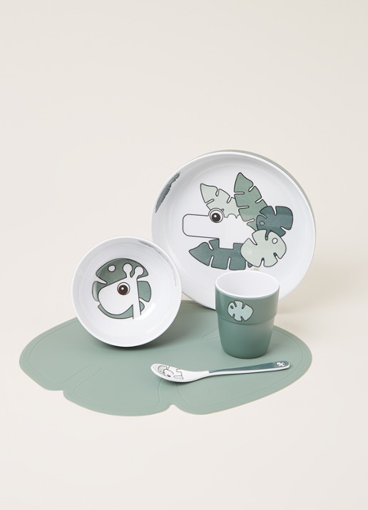 Done by Deer Tiny Tropics kinder serviesset 5-delig - voorkant 3 groen