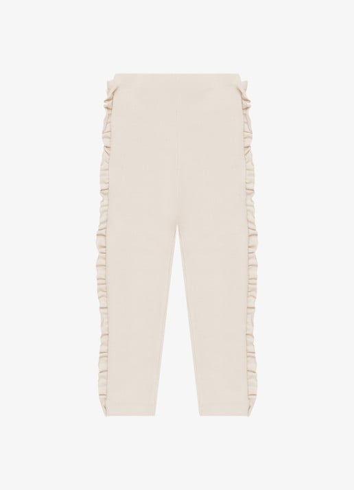 Donsje Amsterdam Audun ribgebreide leggings met applicatie - achterkant 4 beige