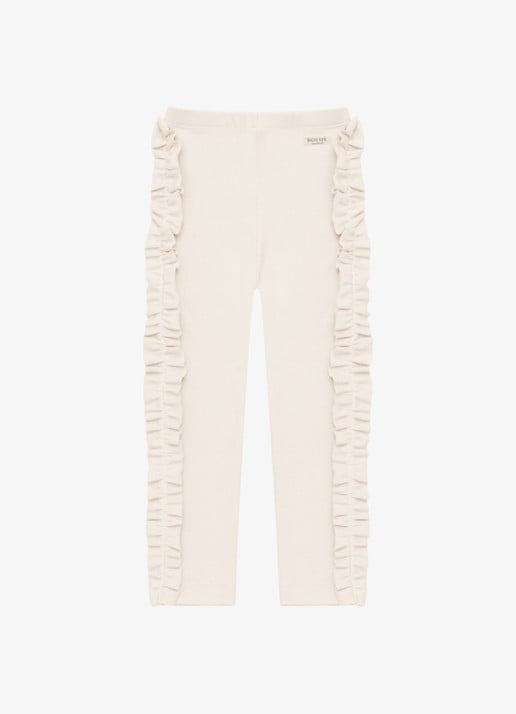 Donsje Amsterdam Audun ribgebreide leggings met applicatie - voorkant 2 beige