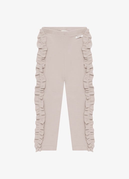 Donsje Amsterdam Audun ribgebreide leggings met applicatie - voorkant grijs