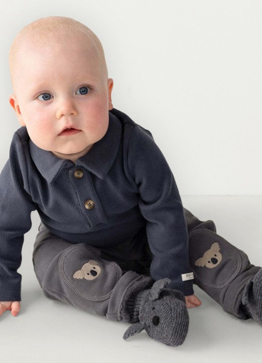 Donsje Amsterdam Babyslofjes van wol - detail donkergrijs