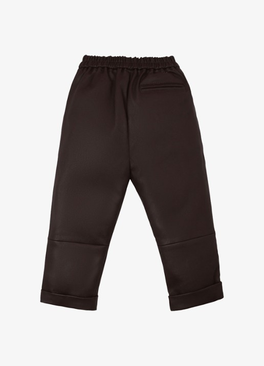Donsje Amsterdam Bobbie straight fit pantalon van leer - detail 3 chocoladebruin