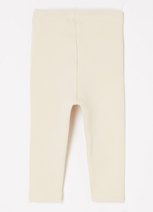 Donsje Amsterdam Ellie ribgebreide legging van  katoen - voorkant 2 creme