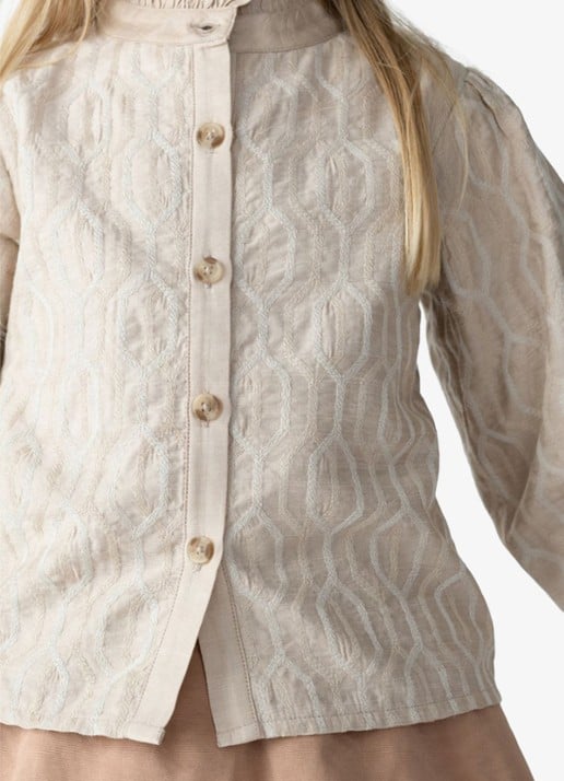 Donsje Amsterdam Fini blouse met structuur - voorkant 2 beige
