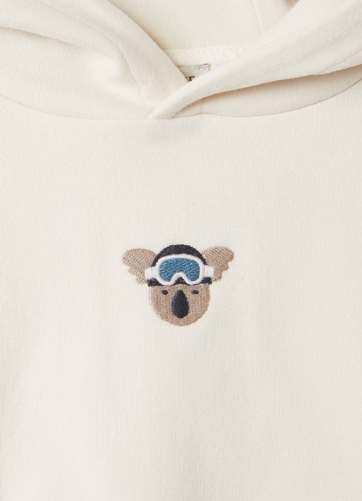 Donsje Amsterdam Herps hoodie met borduring - detail beige
