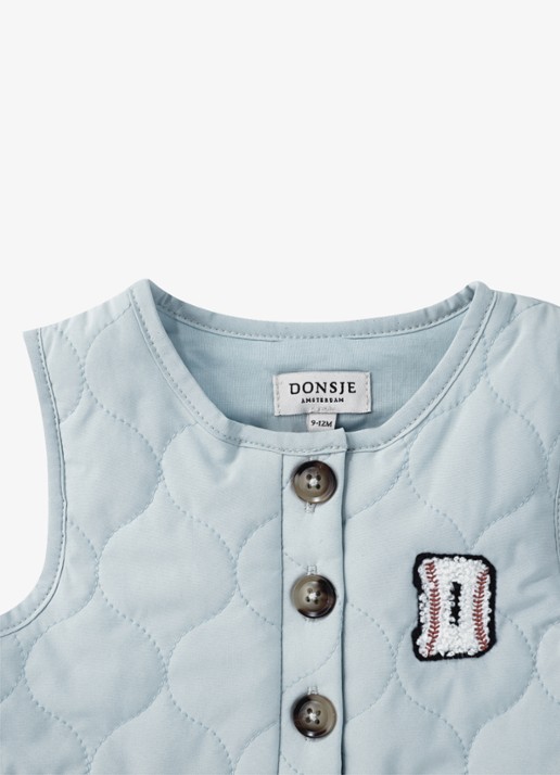 Donsje Amsterdam Ilsa jurk met quilt patroon - detail lichtblauw