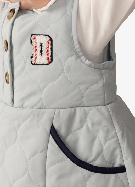 Donsje Amsterdam Ilsa jurk met quilt patroon - voorkant 6 lichtblauw