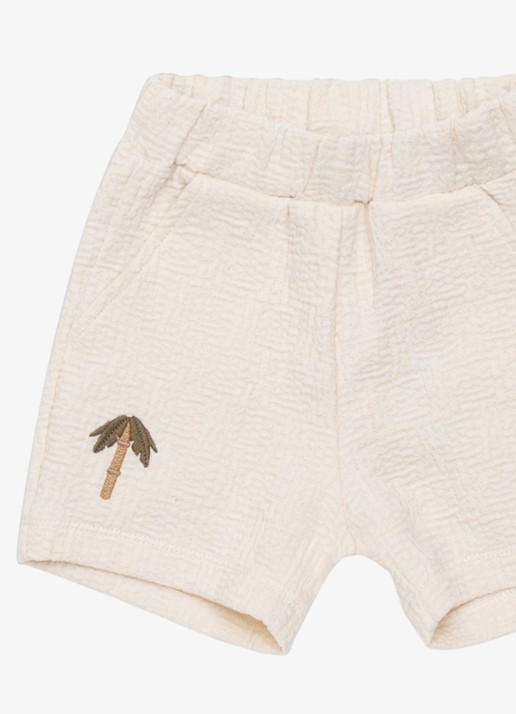 Donsje Amsterdam Ithri Palm Tree straight fit korte joggingbroek van katoen - detail 2 beige