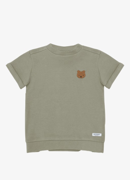 Donsje Amsterdam Jarne Bear t-shirt van katoen  - voorkant 6 groen