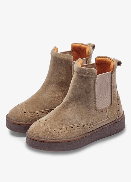 Donsje Amsterdam Jesmer chelsea boot van suède  - voorkant khaki