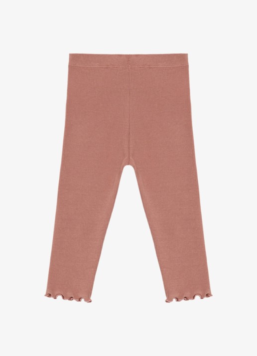 Donsje Amsterdam Joline ribgebreide legging in katoenblend - achterkant 2 oudroze