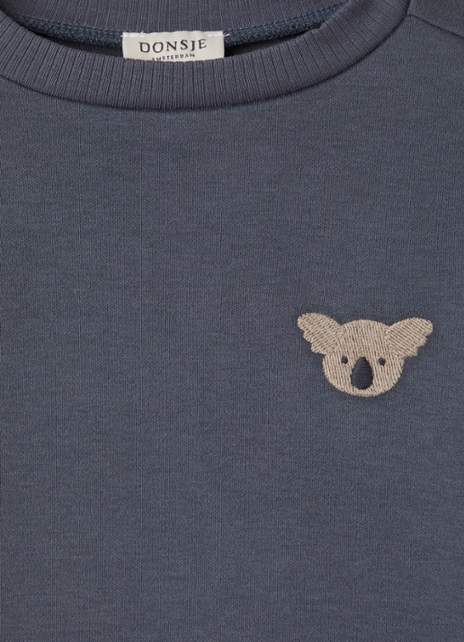 Donsje Amsterdam Jorijn longsleeve met borduring - detail 3 donkergrijs