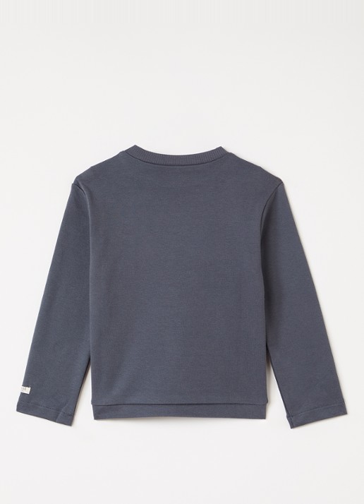 Donsje Amsterdam Jorijn longsleeve met borduring - voorkant 2 donkergrijs