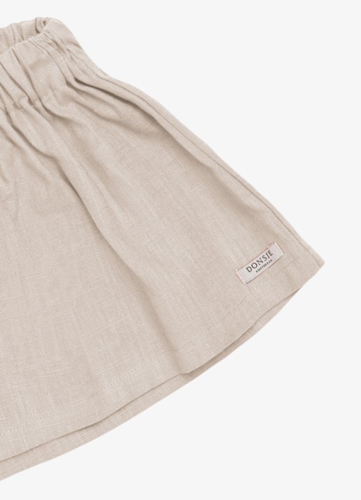 Donsje Amsterdam Jorin korte broek in linnenblend - detail taupe