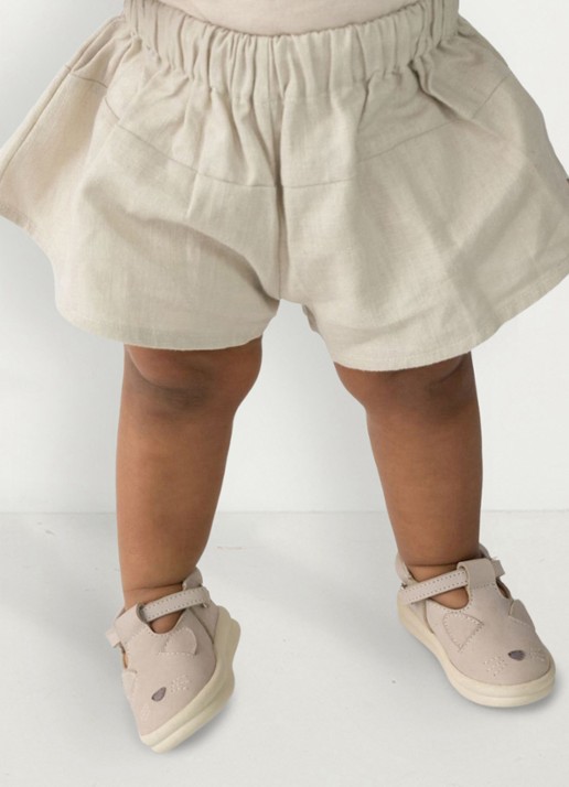 Donsje Amsterdam Jorin korte broek in linnenblend - voorkant 3 taupe