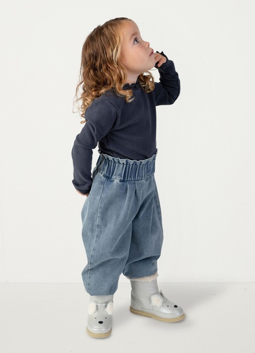Donsje Amsterdam Juma tapered fit broek van denim - voorkant 2 donkerblauw