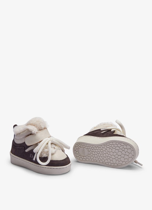 Donsje Amsterdam Kicco sneakers met bont - detail 4 donkerbruin