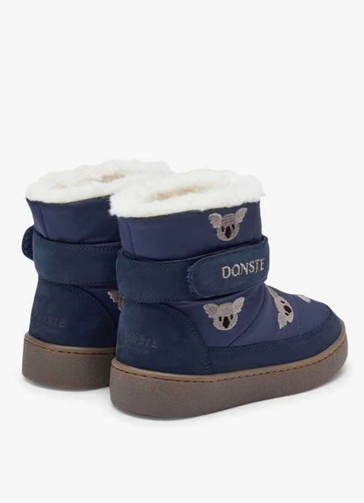 Donsje Amsterdam Kitto snowboot met borduring - achterkant 3 donkerblauw