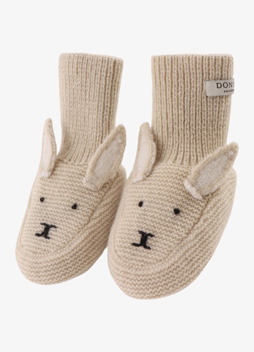 Donsje Amsterdam Maicer Bunny babyslofje van merino wol - detail 3 beige