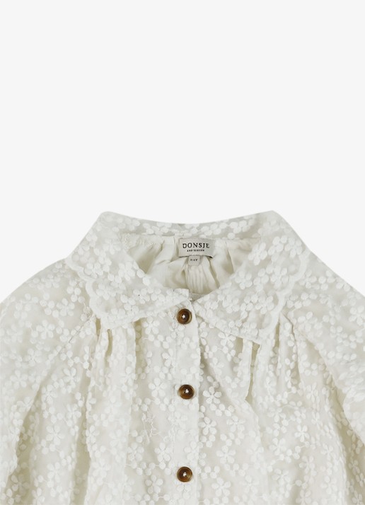 Donsje Amsterdam Mailien blouse met bloemborduring - detail 4 wit