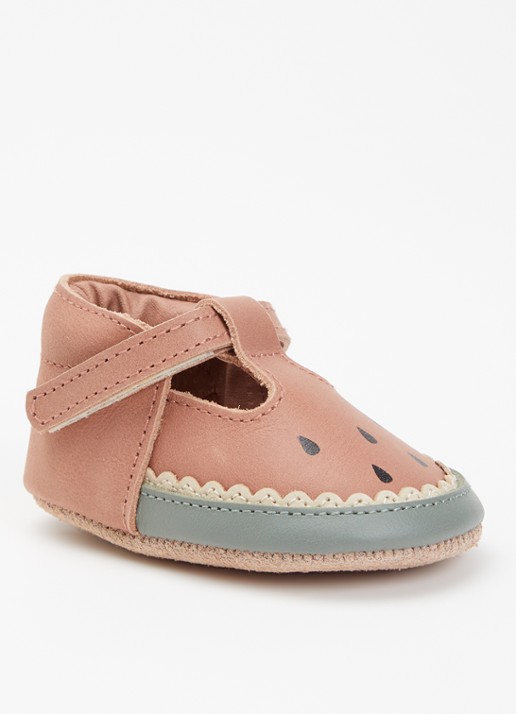 Donsje Amsterdam Nanoe Watermelon babyschoentje van leer - voorkant 2 abrikoos