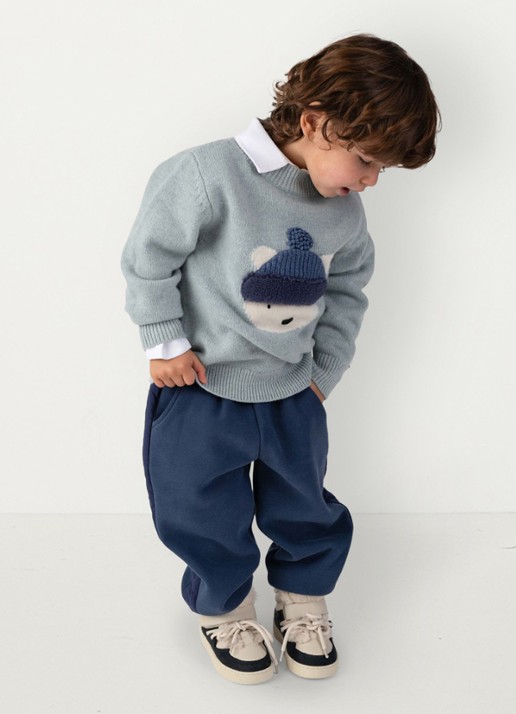 Donsje Amsterdam Noorien joggingbroek met logo - voorkant 2 blauw