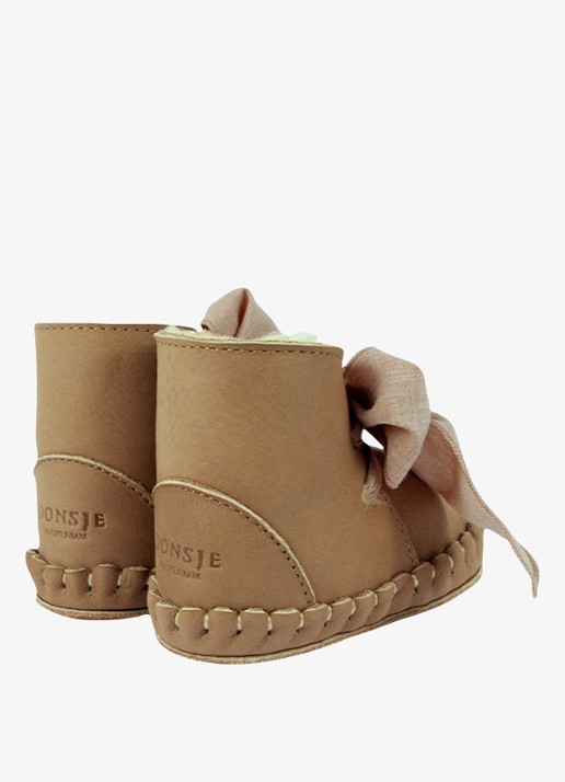 Donsje Amsterdam Pina boots met strikdetail - achterkant 3 beige