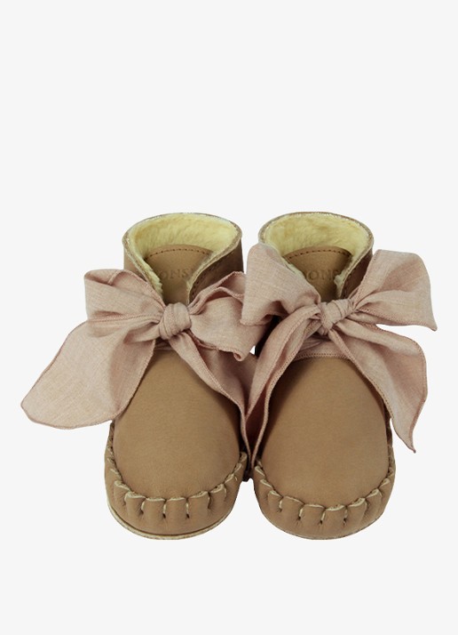 Donsje Amsterdam Pina boots met strikdetail - voorkant 2 beige