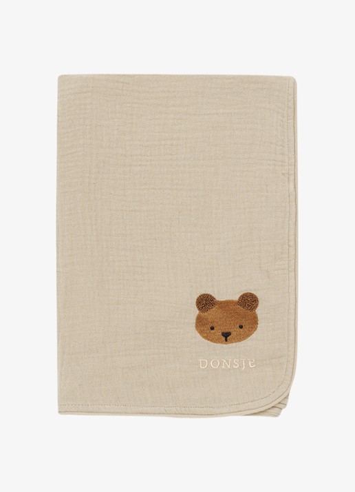 Donsje Amsterdam Ploekie Muslin deken van katoen 115 x 115 cm - achterkant 3 taupe