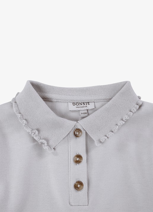 Donsje Amsterdam Pluimpje vest met kraag - detail beige