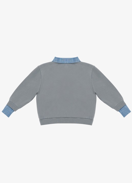Donsje Amsterdam Priem sweater met polokraag - achterkant lichtgrijs