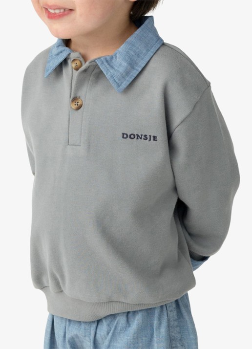 Donsje Amsterdam Priem sweater met polokraag - voorkant 3 lichtgrijs