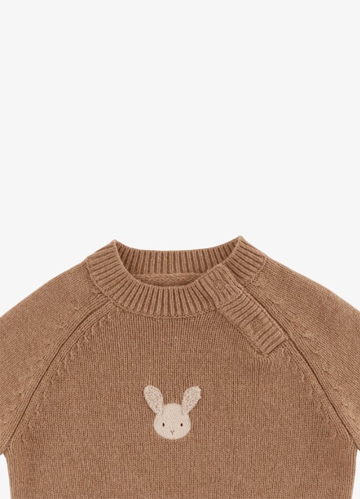 Donsje Amsterdam Sibbe Merino Wool Sweater | Fluffy Bunny - detail 4 hazelnootbruin