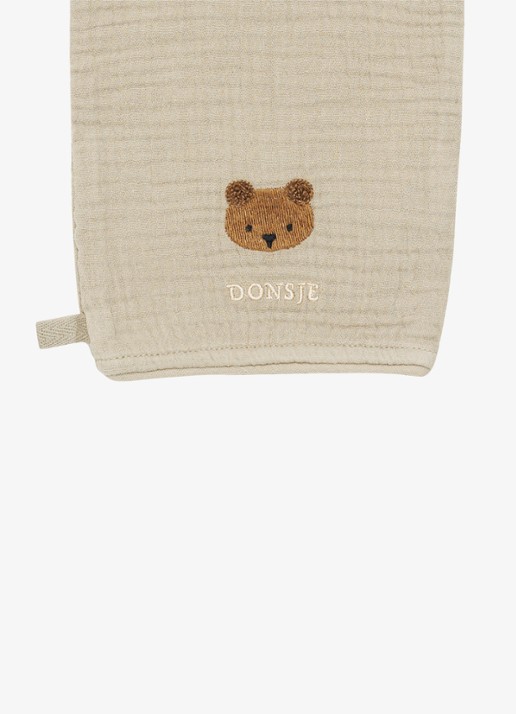 Donsje Amsterdam Sieby Washcloth | Bear - achterkant 3 taupe