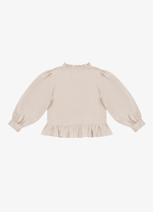Donsje Amsterdam Siles blouse met borduring in llinnenblend - achterkant 2 beige