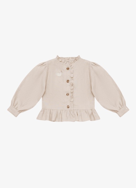 Donsje Amsterdam Siles blouse met borduring in llinnenblend