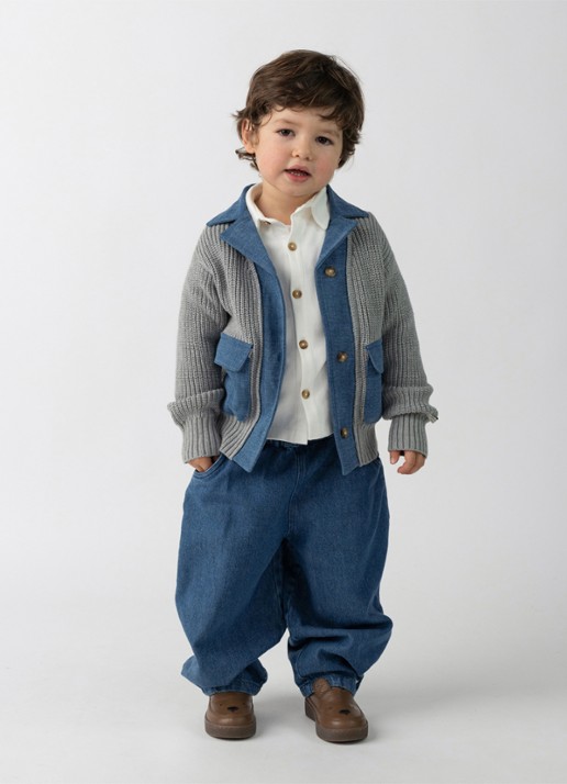 Donsje Amsterdam Tapered fit broek met steekzakken - voorkant 2 indigo