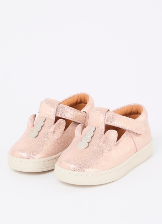 Donsje Amsterdam Unicorn slip-on van leer met metallic finish - voorkant 2 metallic