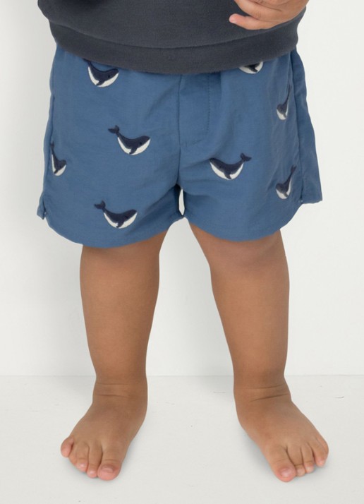 Donsje Amsterdam Wangu zwemshort met borduring - voorkant 2 donkerblauw