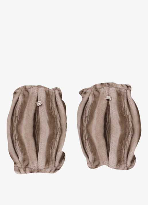 Donsje Amsterdam Widya beenwarmers van imitatiebont - achterkant 3 taupe