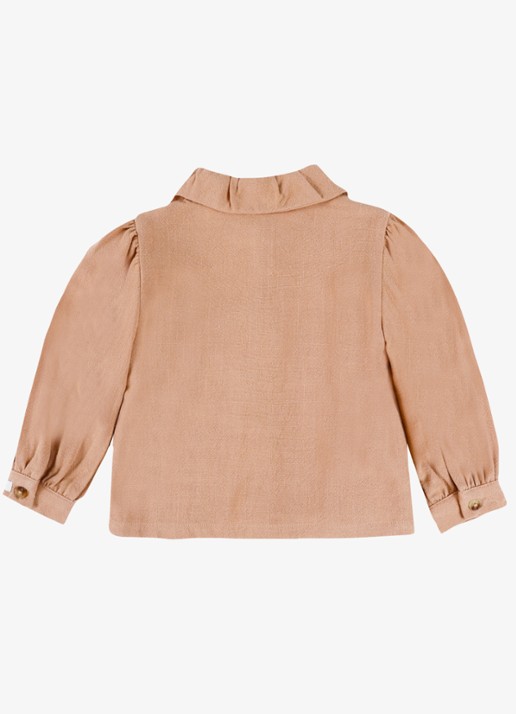 Donsje Amsterdam Winnie blouse met pofmouw - achterkant 2 lichtbruin