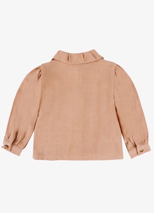 Donsje Amsterdam Winnie blouse met pofmouw - achterkant 3 lichtbruin