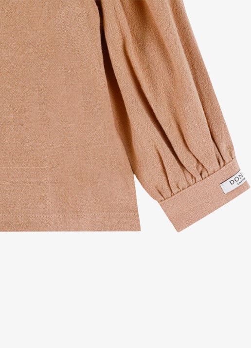 Donsje Amsterdam Winnie blouse met pofmouw - detail 8 lichtbruin
