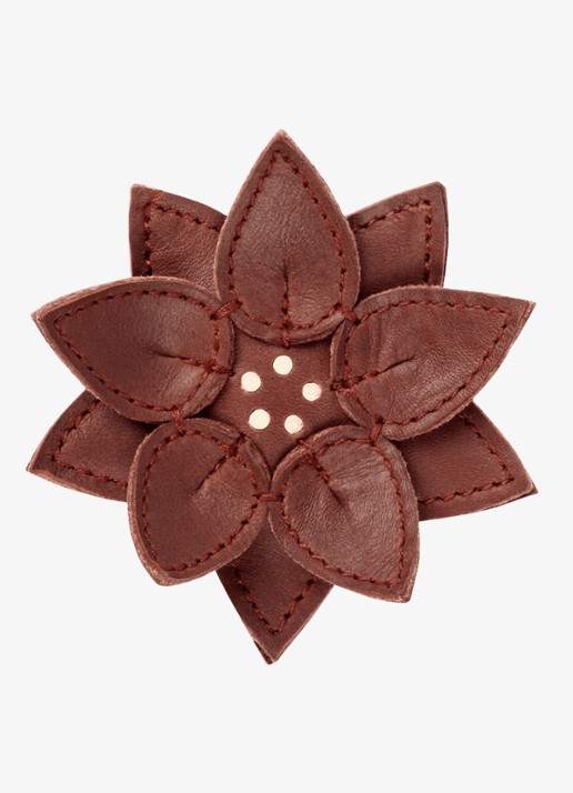 Donsje Amsterdam Wonda Winter Flower haarclip van leer - voorkant 2 bordeauxrood