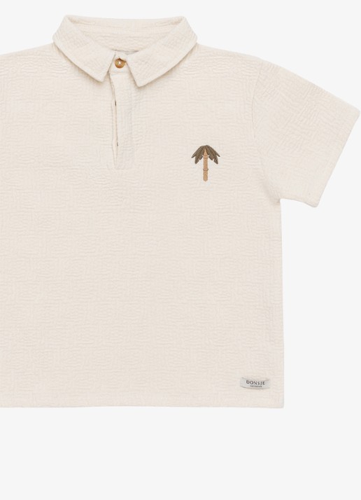 Donsje Amsterdam Wouti Palm Tree polo met structuur - detail 4 wit