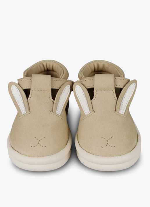 Donsje Amsterdam Zazo Classic Bunny babyschoentje van leer - detail taupe
