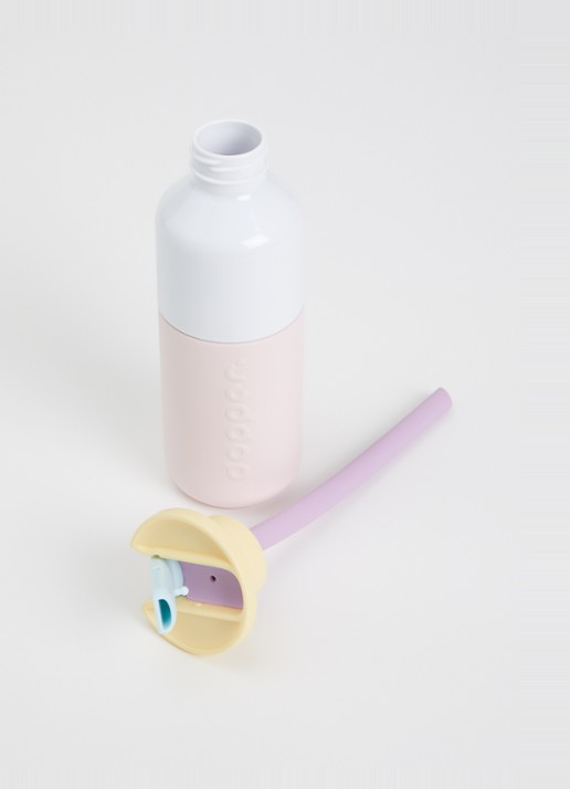 Dopper Steel x Flip Straw waterfles 35 cl - voorkant 2 lichtroze