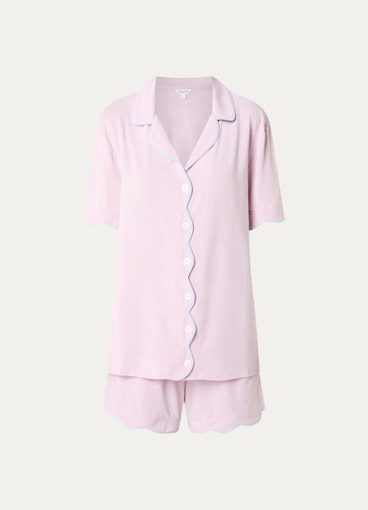 Dore & Rose Pyjamaset met contrasterende bies - voorkant 2 lichtroze