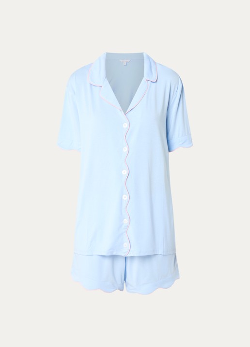 Dore & Rose Pyjamaset met contrasterende bies - voorkant 2 lichtblauw