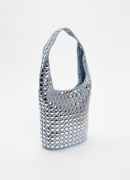 DOTTHZ The Dante schoudertas van denim met studs - achterkant lichtblauw